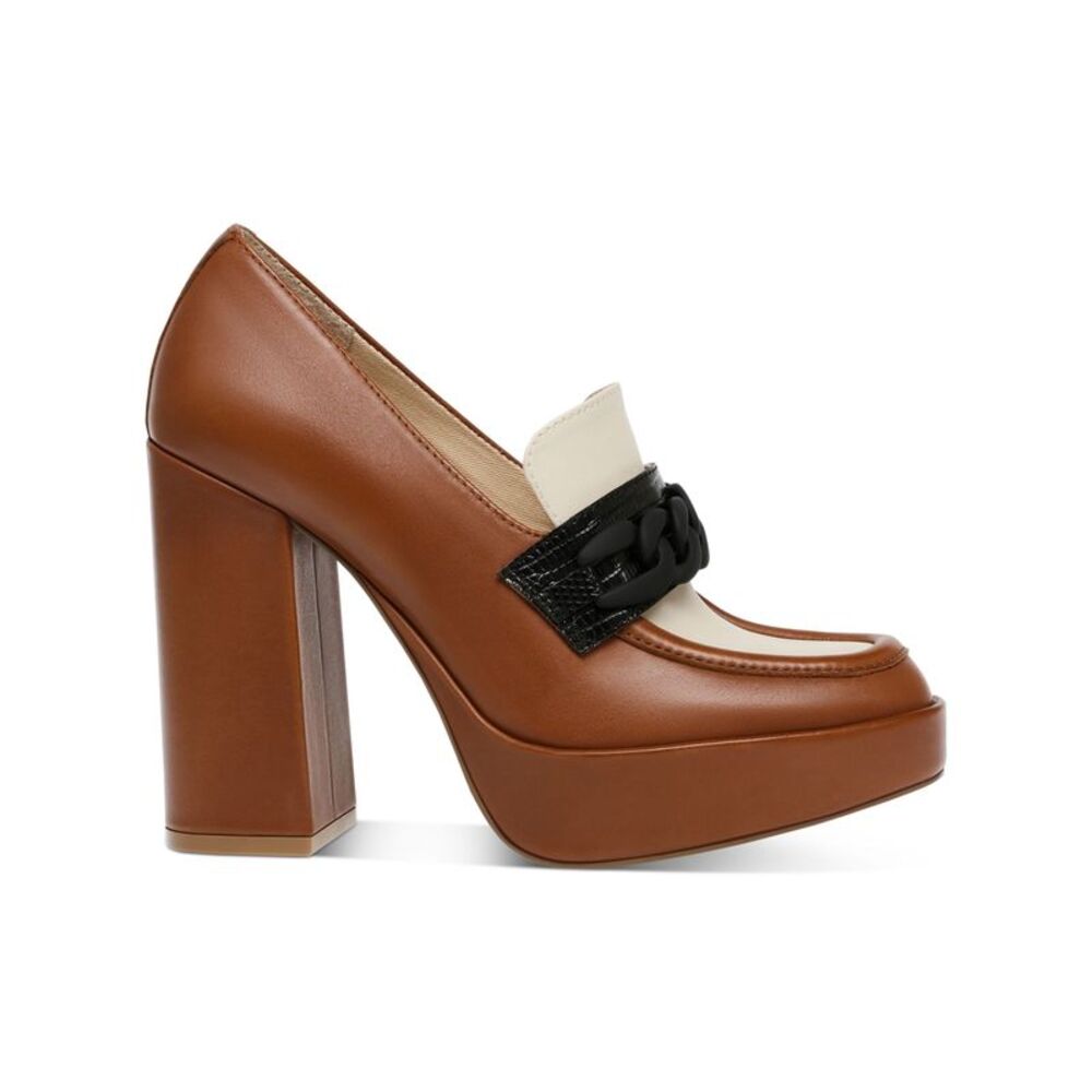 Steve Madden Brown and Cream Block Heel Loafers